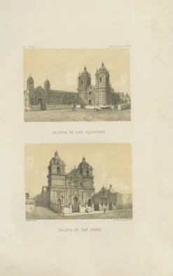 New Pamono Lima Church of San Francisco and Church of San Pedro, 1865, Lithograph on Paper