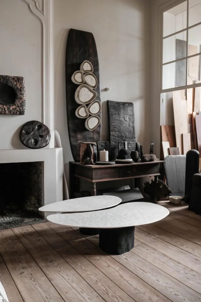 New Pamono Limestone Low Table by Atelier Benoit Viaene, Set of 2