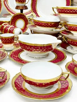 Sale Pamono Limoges Dinner Service in Polished Gilding with Agate from Raynaud & Co., Set of 199