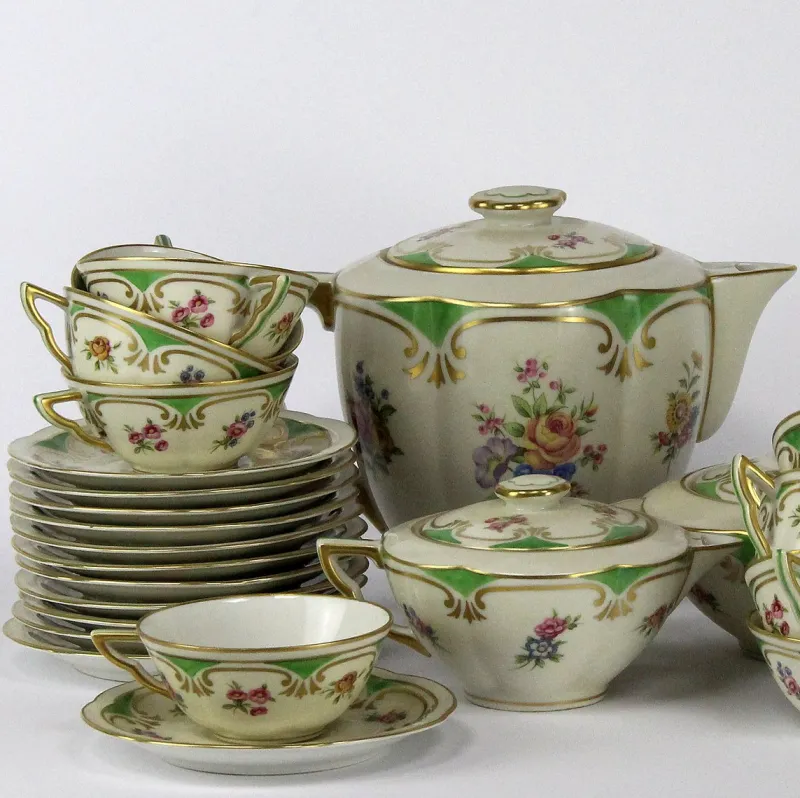 Pamono Limoges Porcelain Coffee Set by Charles Ahrenfeldt, Set of 27> Coffee & Tea Service