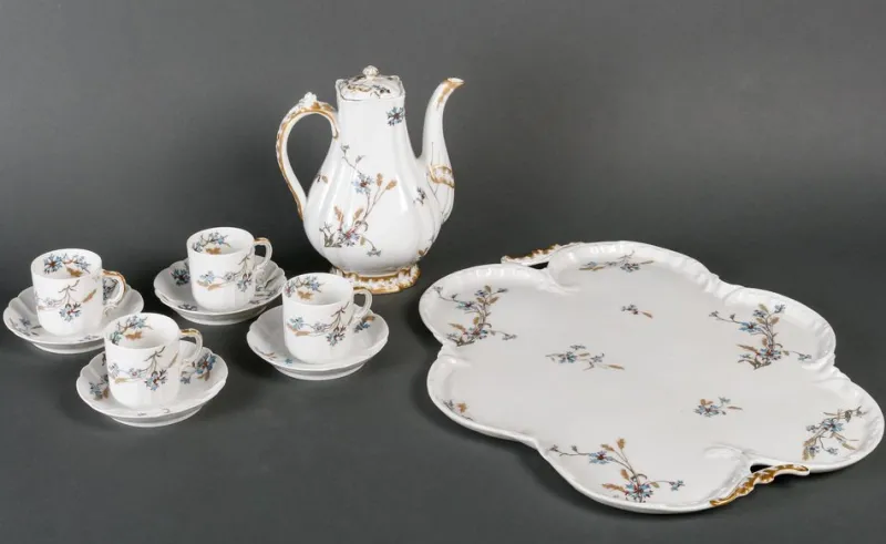 Clearance Pamono Limoges Porcelain Tea and Coffee Service, Set of 6