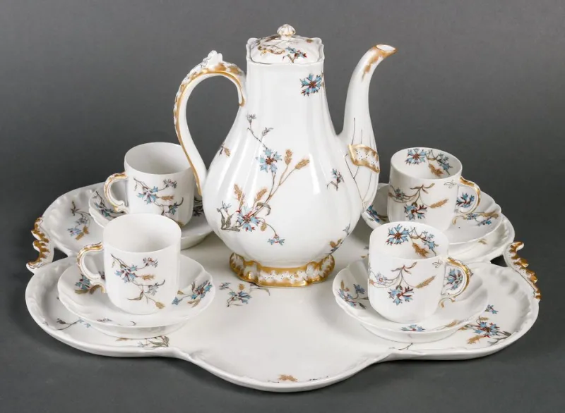 Clearance Pamono Limoges Porcelain Tea and Coffee Service, Set of 6