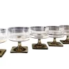 Clearance Pamono Linear Smoke Berlin Cups in 24% Lead Crystal & Square Base George Butler Jensen for Rosenthal, Set of 6