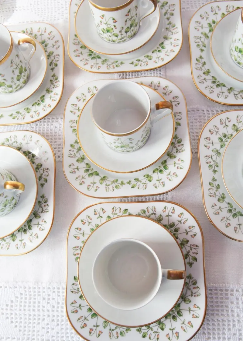 Pamono Linnaea Borealis Porcelain Service for 13 from Hackefors, 1970s, Set of 43> Coffee & Tea Service