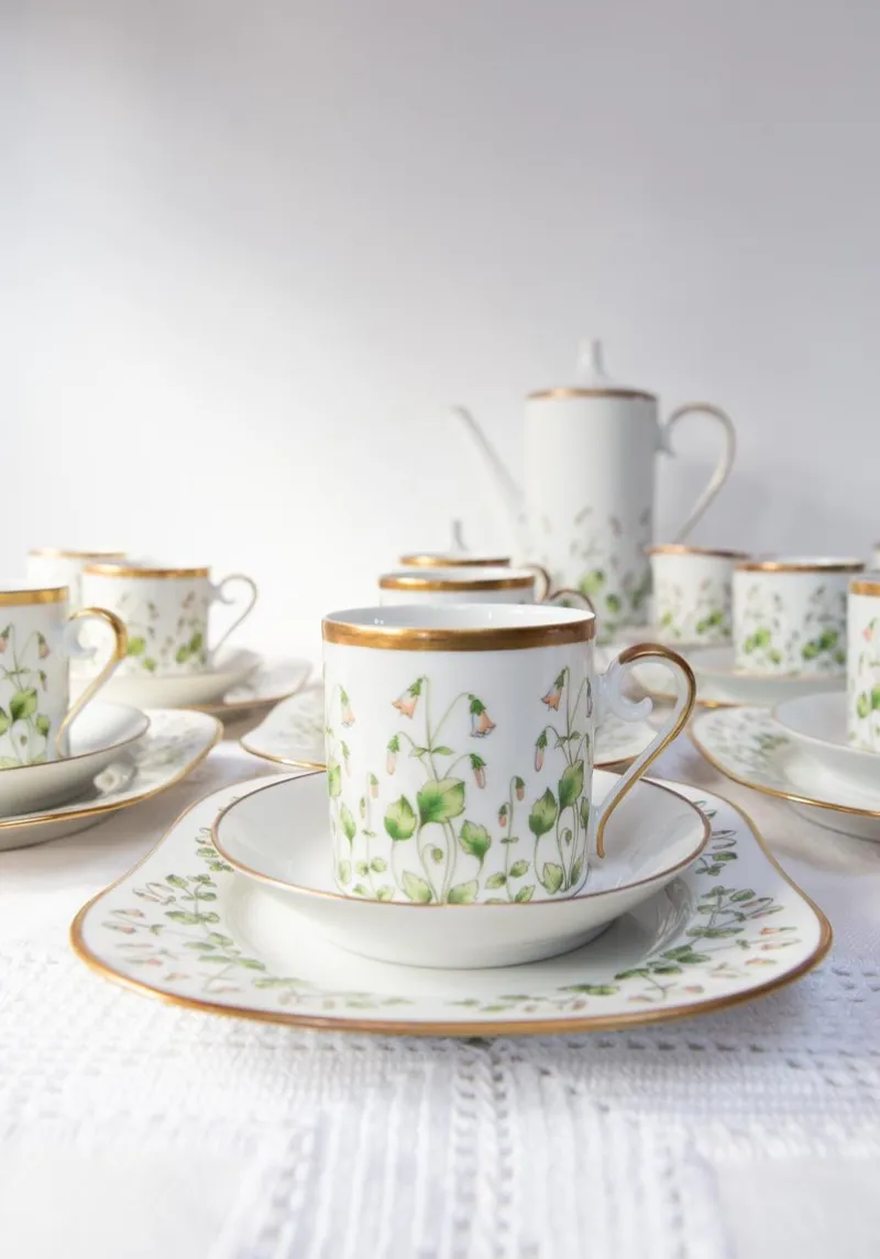 Pamono Linnaea Borealis Porcelain Service for 13 from Hackefors, 1970s, Set of 43> Coffee & Tea Service