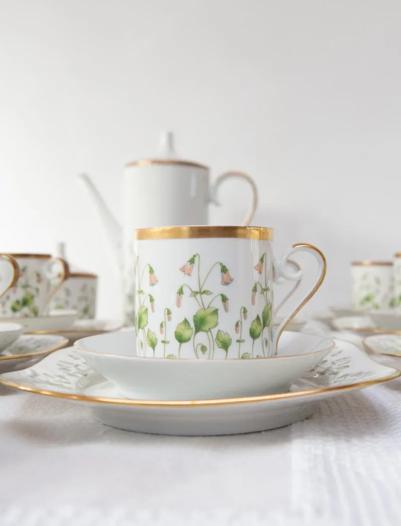 Pamono Linnaea Borealis Porcelain Service for 13 from Hackefors, 1970s, Set of 43> Coffee & Tea Service