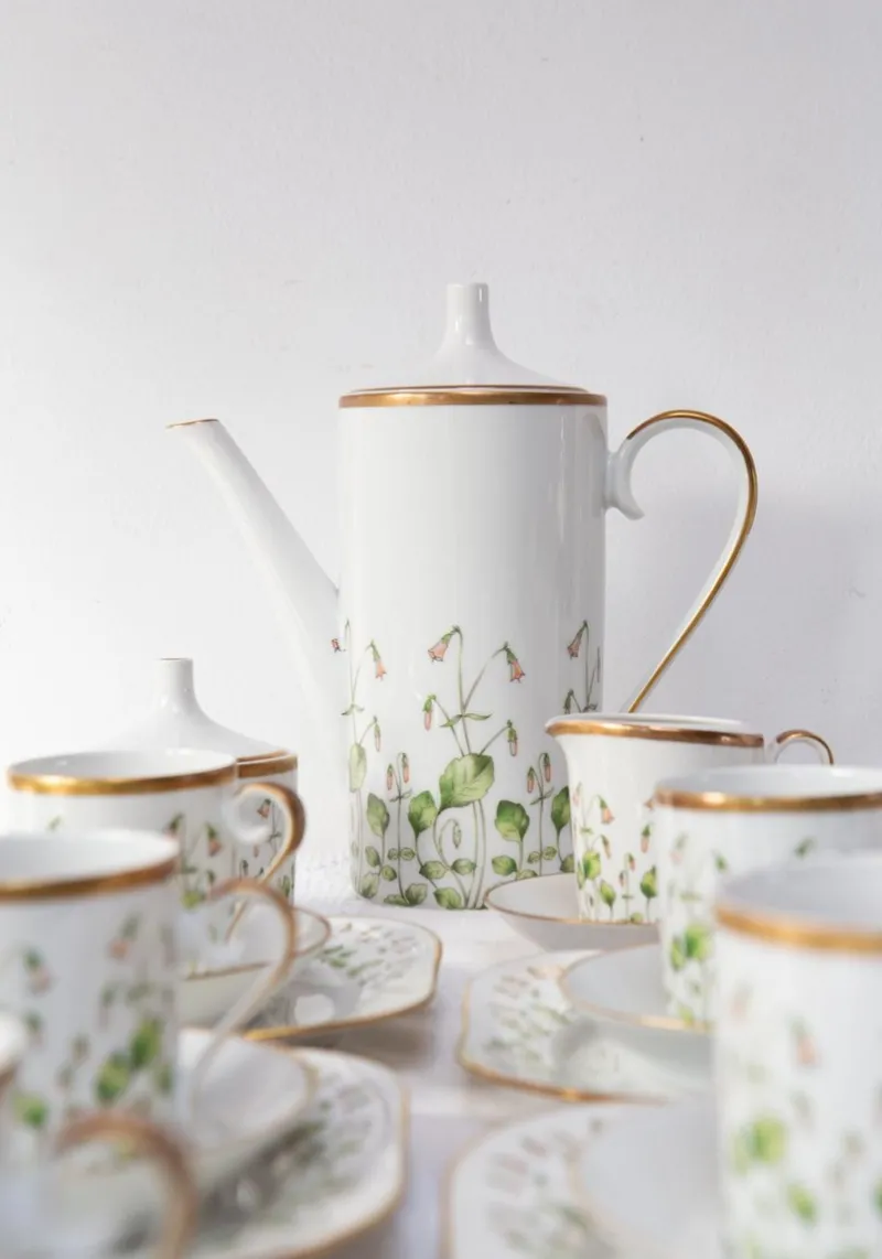Pamono Linnaea Borealis Porcelain Service for 13 from Hackefors, 1970s, Set of 43> Coffee & Tea Service
