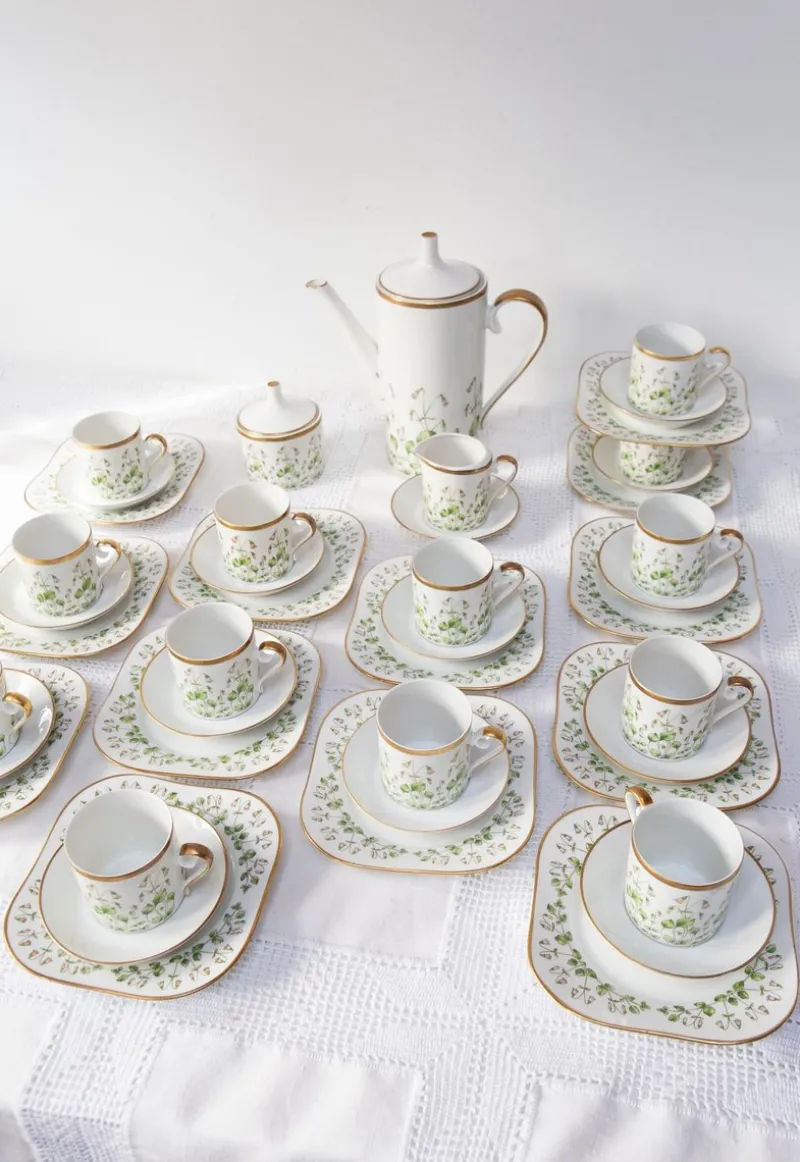 Pamono Linnaea Borealis Porcelain Service for 13 from Hackefors, 1970s, Set of 43> Coffee & Tea Service
