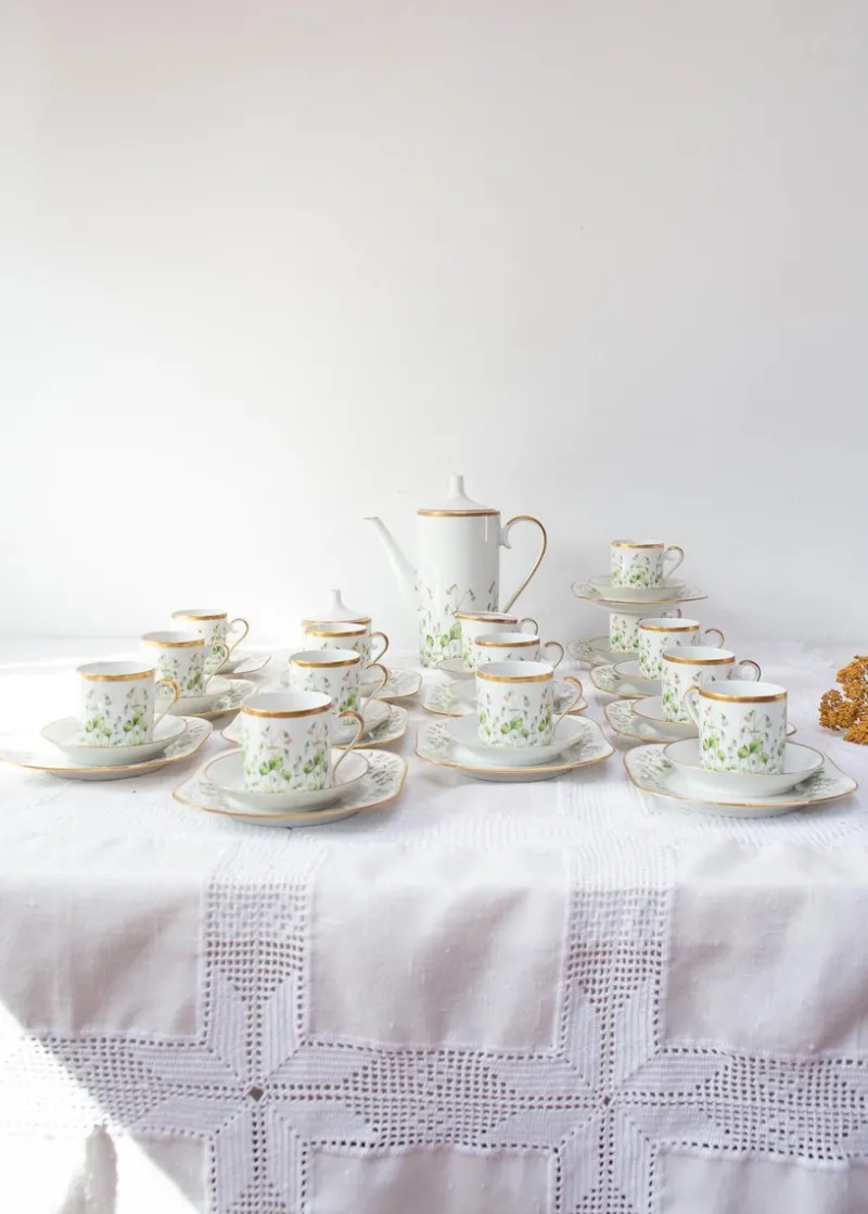 Pamono Linnaea Borealis Porcelain Service for 13 from Hackefors, 1970s, Set of 43> Coffee & Tea Service