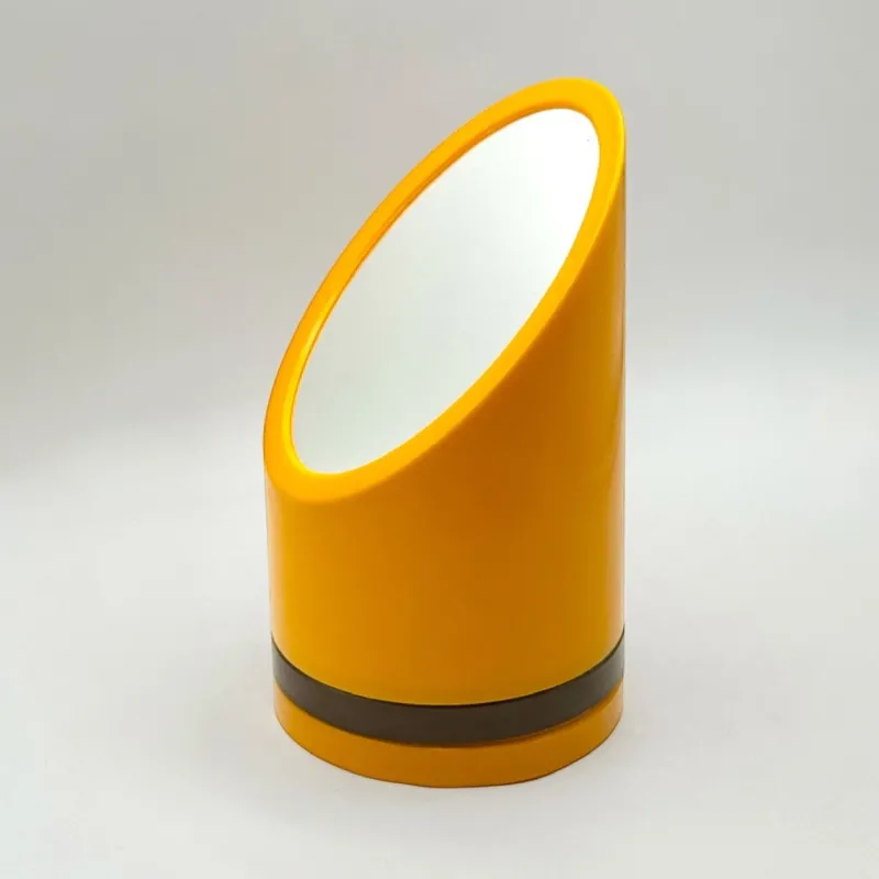Pamono Lipstick Table Mirror in Yellow Plastic, 1970s> Mirrors