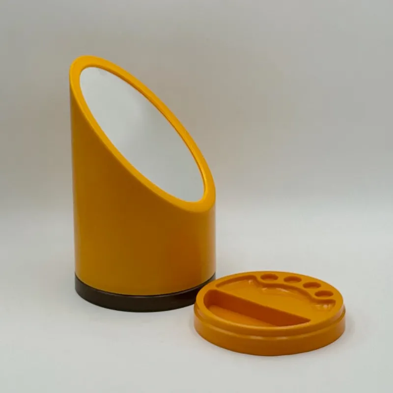 Pamono Lipstick Table Mirror in Yellow Plastic, 1970s> Mirrors