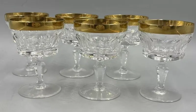 Discount Pamono Liqueur Glasses with 18K Gold Rim by Franz Kaspar for Glashütte, 1950s, Set of 6