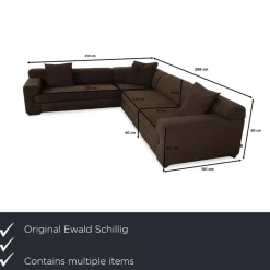 Online Pamono Loft Corner Sofa and Ottoman in Grey Brown Fabric from Ewald Schillig, Set of 2