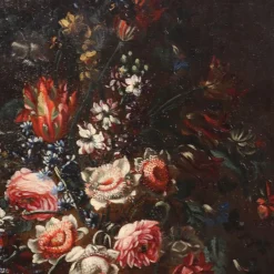 Outlet Pamono Lombard School Artist, Still Life with Flowers and Pumpkins, Late 1600s, Oil on Canvas, Framed