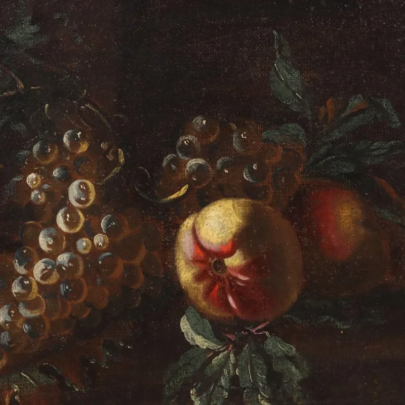 Outlet Pamono Lombard School Artist, Still Life with Flowers and Pumpkins, Late 1600s, Oil on Canvas, Framed