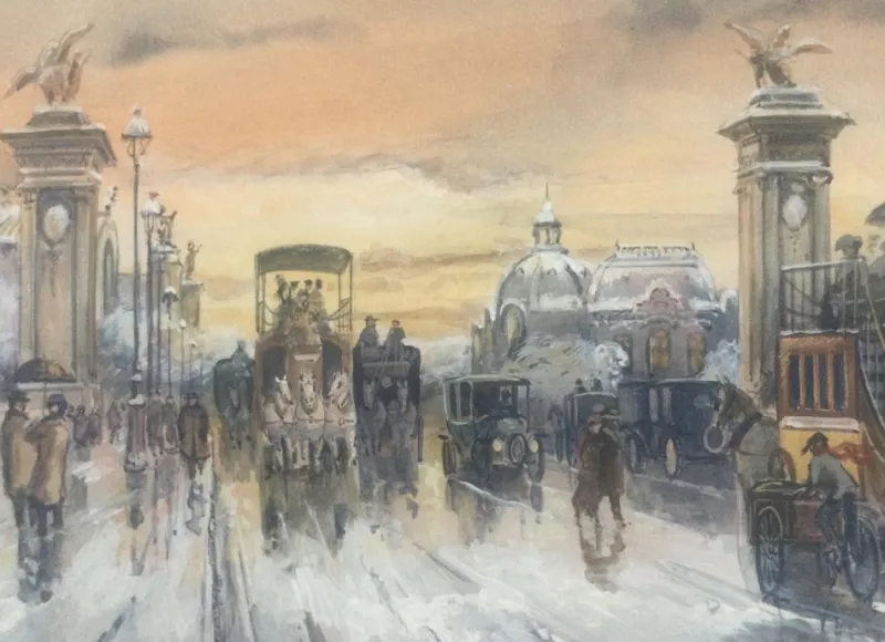 Pamono Léon Godinnet, The Pont Alexandre III, Gouache and Watercolor> Work On Paper