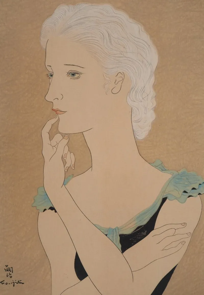 Best Pamono Léonard Tsuguharu Foujita, Young Blonde Woman, Original Engraving
