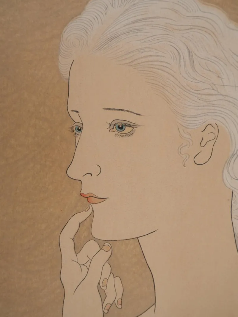 Best Pamono Léonard Tsuguharu Foujita, Young Blonde Woman, Original Engraving