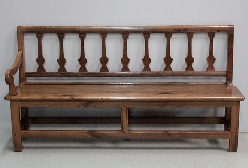 Pamono Long Antique Chestnut Wood Bench> Benches