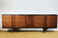 Pamono Long Art Deco Sideboard in Macassar and Zebrano by André Arbus, 1940> Sideboards & Buffets