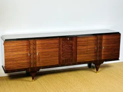 Pamono Long Art Deco Sideboard in Macassar and Zebrano by André Arbus, 1940> Sideboards & Buffets