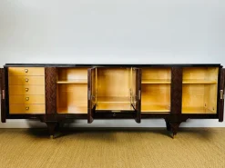 Pamono Long Art Deco Sideboard in Macassar and Zebrano by André Arbus, 1940><noscript><img width=
