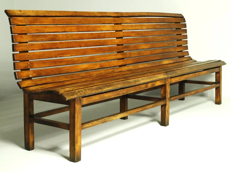 Pamono Long Indoor Railway Station Bench in Beech, 1930> Benches