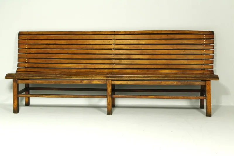 Pamono Long Indoor Railway Station Bench in Beech, 1930> Benches