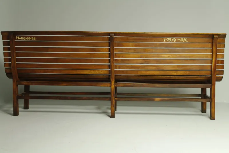 Pamono Long Indoor Railway Station Bench in Beech, 1930> Benches
