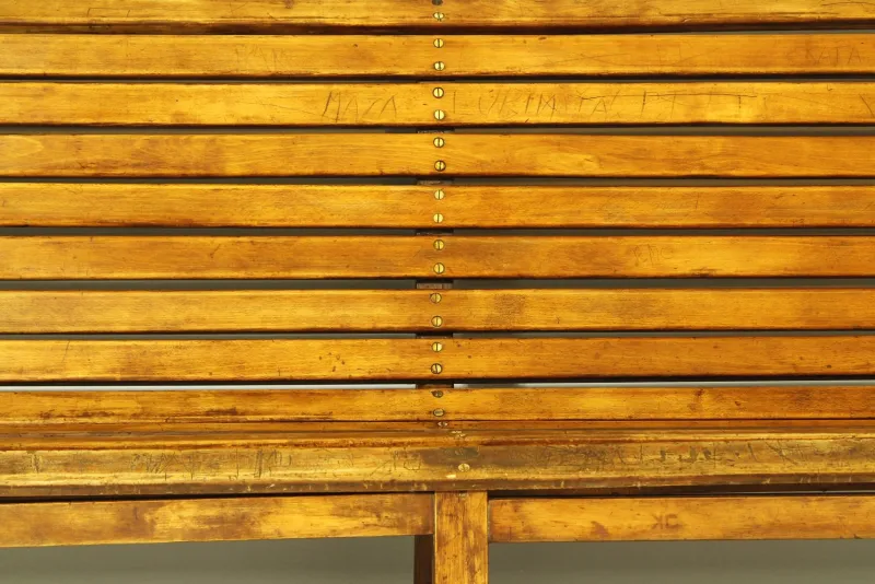 Pamono Long Indoor Railway Station Bench in Beech, 1930> Benches