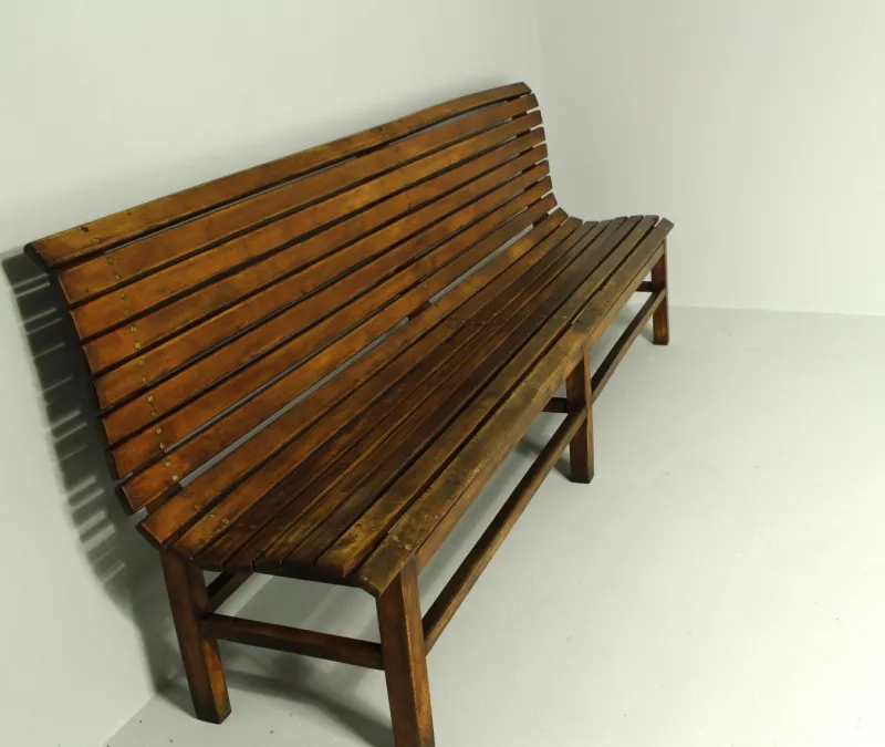 Pamono Long Indoor Railway Station Bench in Beech, 1930> Benches