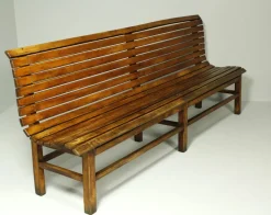 Pamono Long Indoor Railway Station Bench in Beech, 1930><noscript><img width=