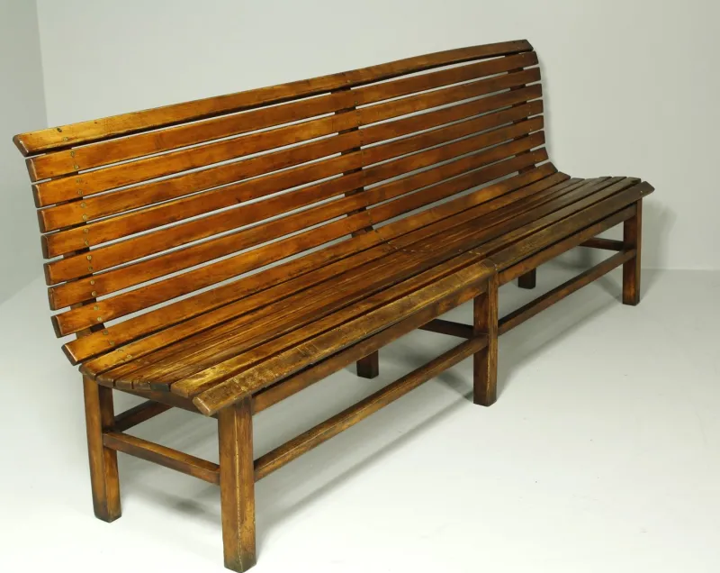 Pamono Long Indoor Railway Station Bench in Beech, 1930> Benches