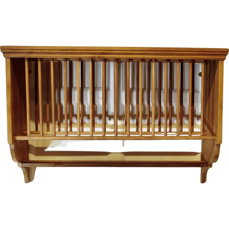 Pamono Long Pine Wall Hanging Plate Draining Rack, 1960s> Racks, Hooks & Valets