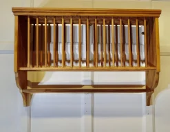 Pamono Long Pine Wall Hanging Plate Draining Rack, 1960s> Racks, Hooks & Valets