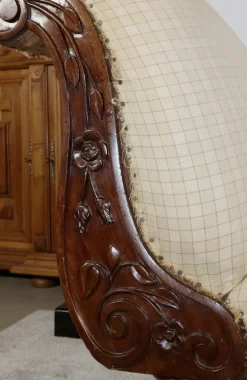 Pamono Long Victorian Mahogany Chaise Lounge, England, 19th Century><noscript><img width=