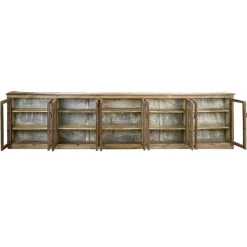 Pamono Long Wall Showcase to Hang in Wood and Zinc><noscript><img width=