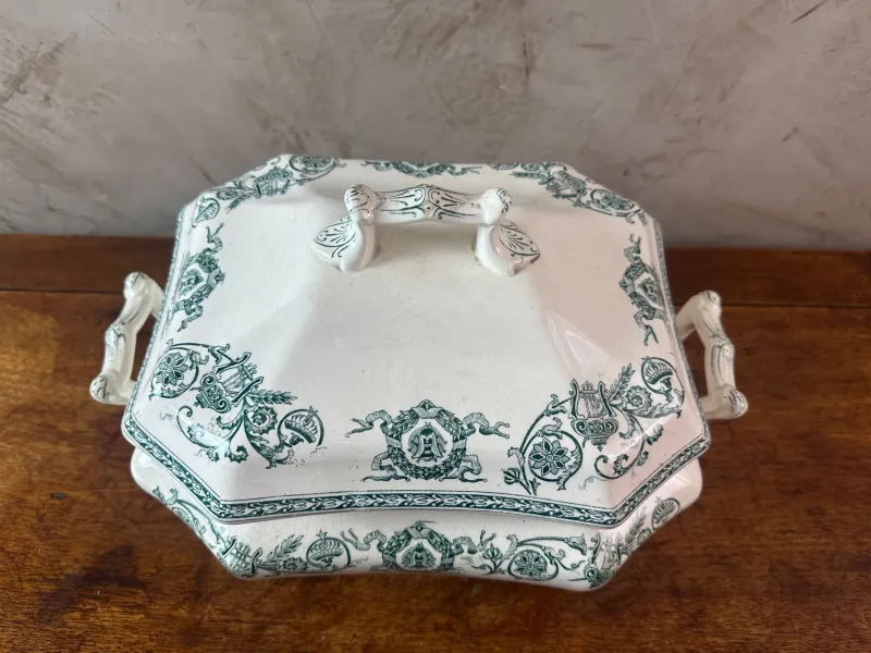 Pamono Longwy Iron Land Service, 1890, Set of 60> Dinner Plates & Bowls
