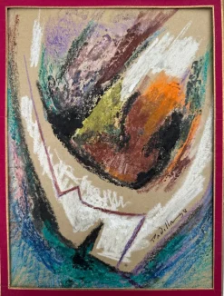 Hot Pamono Lorenzo Padilla, Abstract Composition, Oil and Pastel on Cardboard, 1998