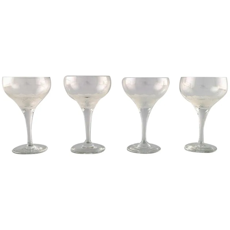 Pamono Lotus Glasses by Bjorn Wiinblad for Rosenthal, 1980s, Set of 4> Glassware