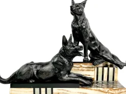 Pamono Louis Albert Carvin, Art Deco German Shepherds, 1920s, Zinc & Lead Alloy> Art Deco|Sculpture