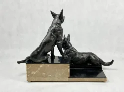Pamono Louis Albert Carvin, Art Deco German Shepherds, 1920s, Zinc & Lead Alloy><noscript><img width=