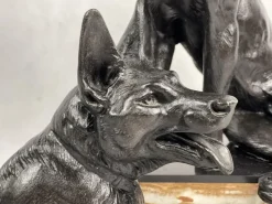 Pamono Louis Albert Carvin, Art Deco German Shepherds, 1920s, Zinc & Lead Alloy><noscript><img width=