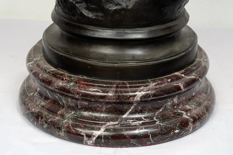 Pamono Louis Moreau, Nimphe de Bois, 19th Century, Patinated Bronze on Red Levanto Marble Base> Sculpture