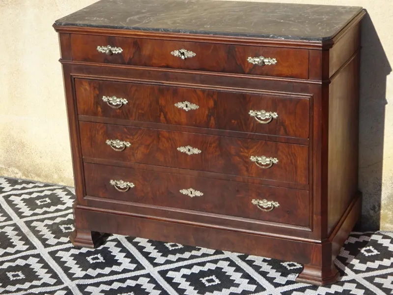Outlet Pamono Louis Philippe Chest of Drawers in Walnut and Burl Walnut from Befos