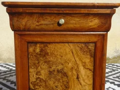 Pamono Louis Philippe Walnut and Burl Walnut Bedside Table><noscript><img width=