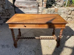Pamono Louis XIII Style Oak 2-Drawer Desk with Twisted Legs