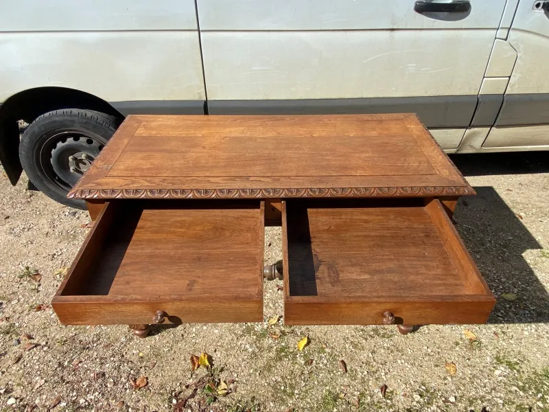 Pamono Louis XIII Style Oak 2-Drawer Desk with Twisted Legs
