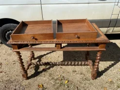 Pamono Louis XIII Style Oak 2-Drawer Desk with Twisted Legs