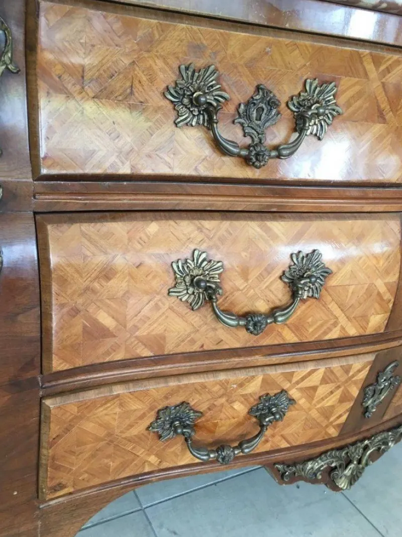 Pamono Louis XIV Style Chest of Drawers in Marquetry Wood with Chiseled Bronze> Dressers, Commodes & Chests